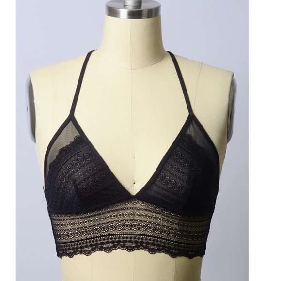 Stretch Lace Longline Bralette | Black Sexy Bra - Picture 3 of 4